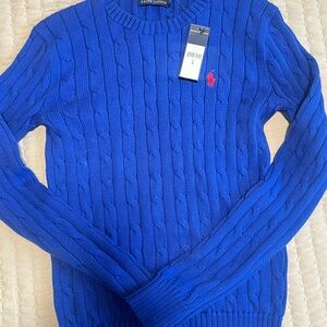 Ralph Lauren Blue Crewneck Cable Knit Sweater